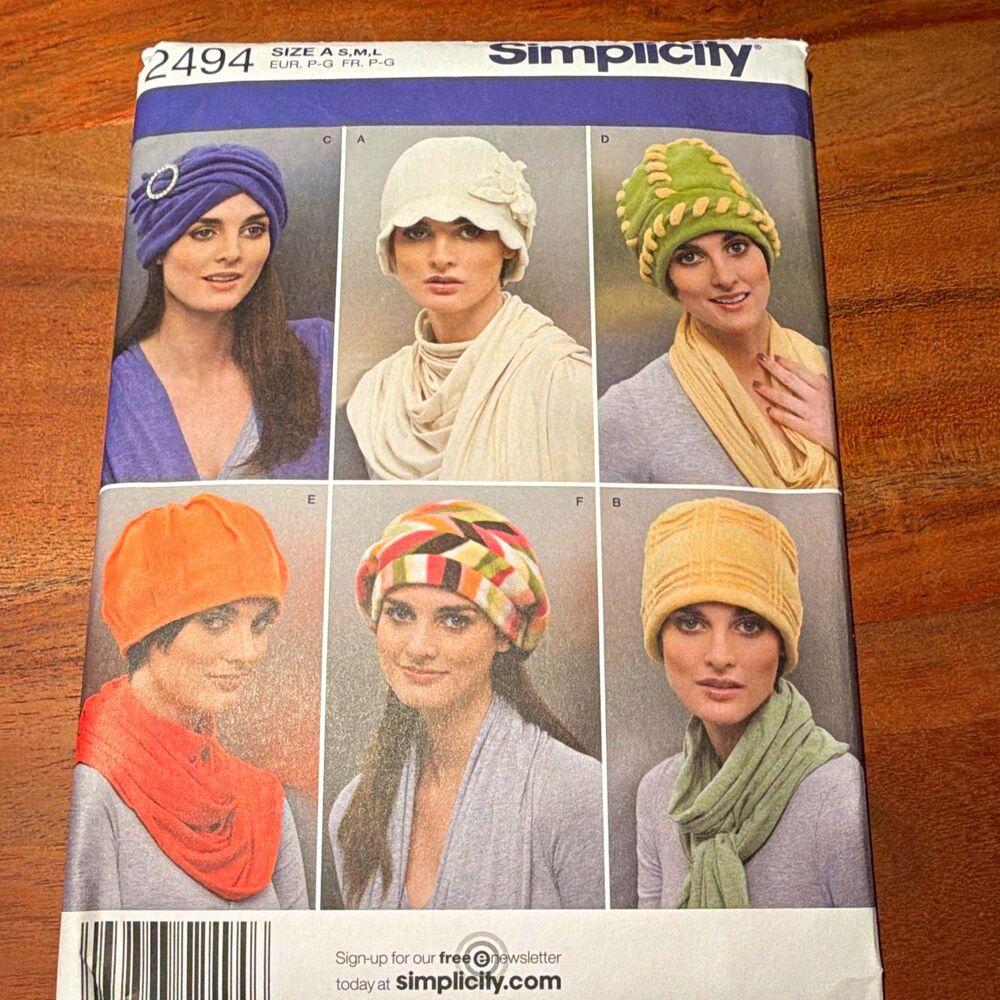 Simplicity 2494 Misses Hat Sewing Pattern Women’s Size S-M-L Uncut 2000s